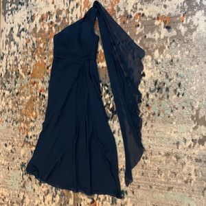Azazie navy blue dress one shoulder